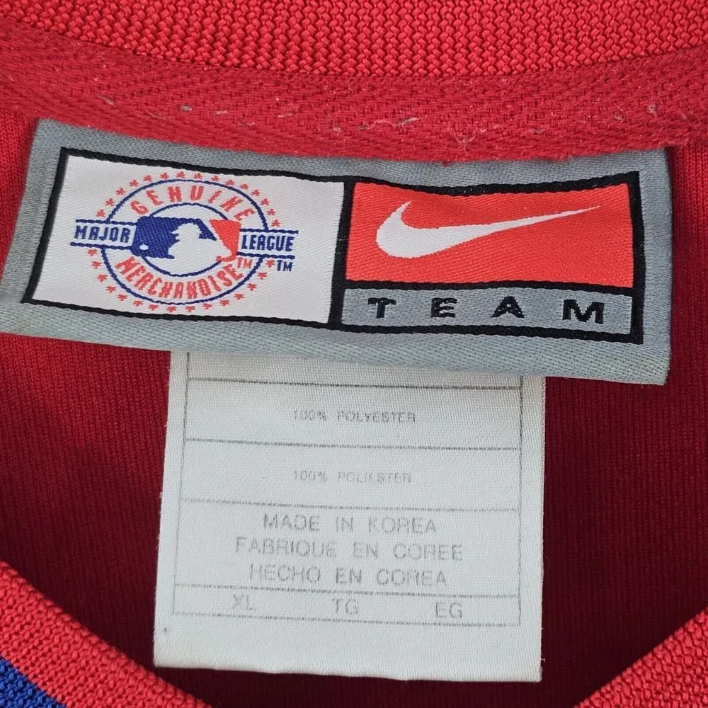 Vintage Nike Baseball Jersey Size XL MLB Philadelphia Phillies Center Swoosh Red